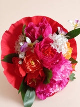 Bouquet di carta fucsia e rosso — vista prodotto