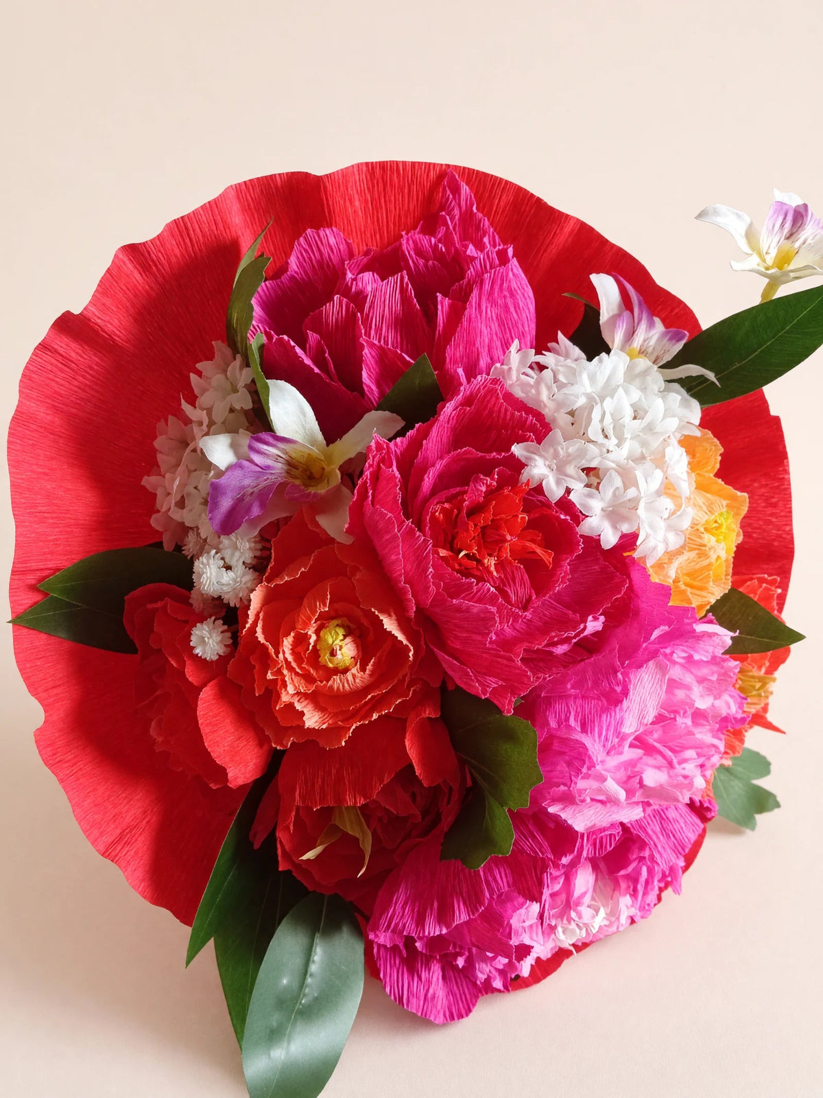Bouquet di carta fucsia e rosso — vista prodotto