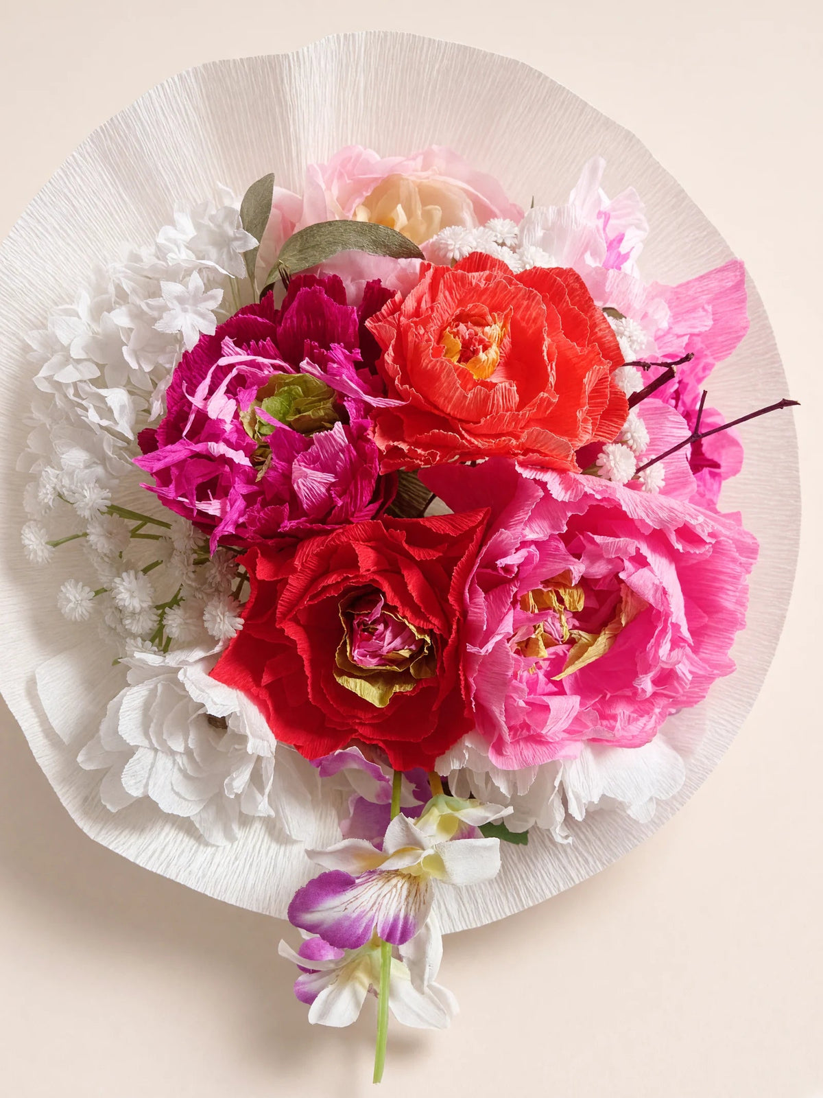 Bouquet di carta rosa e bianco — vista prodotto